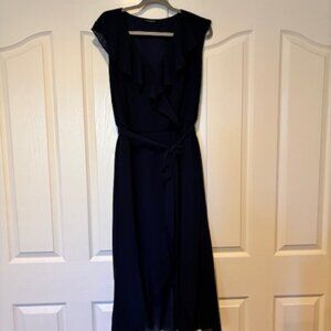BloomChic Chiffon Overlap Collar Ruffle Trim Dress 14-16/1X